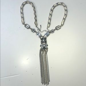 Leather Stone Drop Necklace (17” drop clip/bottom)